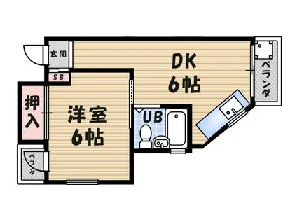 摂津コーポ NO1(1DK/2階)の間取り写真
