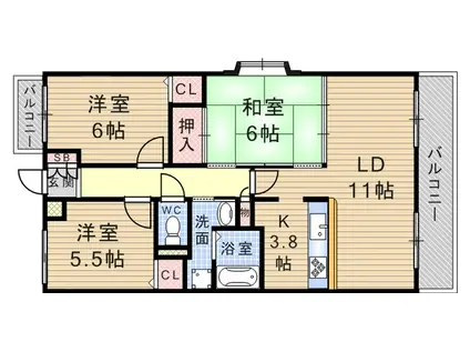 AGUA(3LDK/4階)の間取り写真