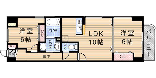 阪急神戸本線 武庫之荘駅 徒歩1分 9階建 築31年(2LDK/4階)の間取り写真