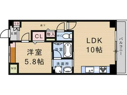 アウローラ武庫之荘(1LDK/4階)の間取り写真