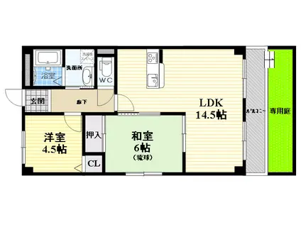 西興第3マンション(2LDK/1階)の間取り写真