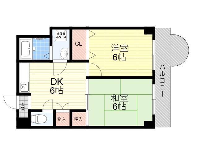 ネクステージ塚口5番館(2DK/2階)の間取り写真