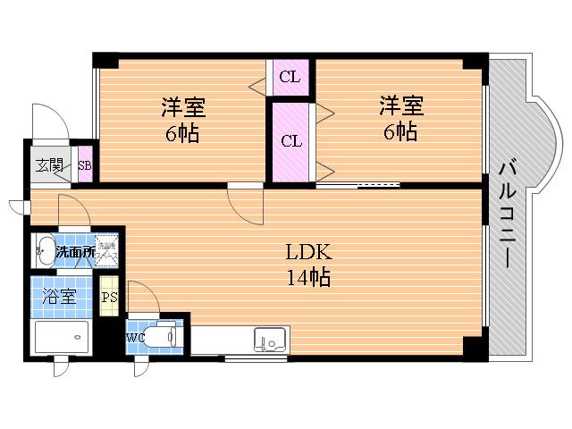 ネクステージ塚口5番館(2LDK/4階)の間取り写真