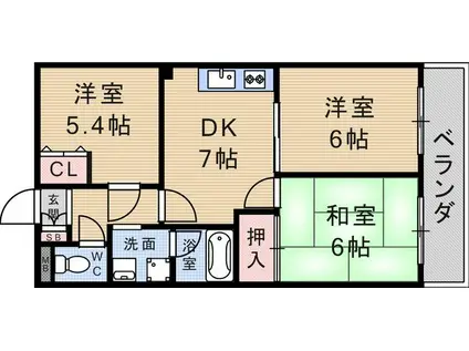 グランエクセル武庫(3DK/2階)の間取り写真