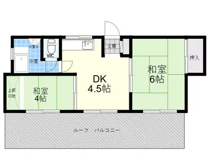 武庫之荘ハイツ(2DK/4階)の間取り写真