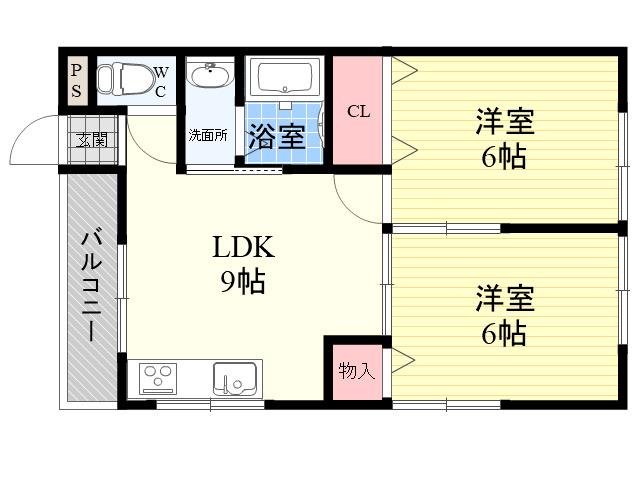 フィルコート南塚口(2LDK/2階)の間取り写真