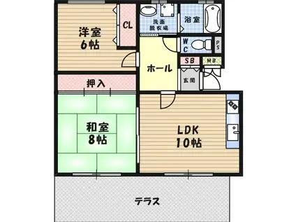 エスポワール園田(2LDK/1階)の間取り写真