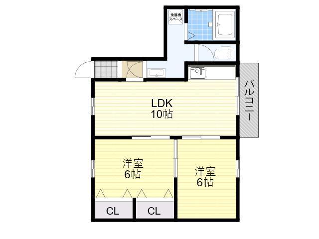 寿康マンション(2LDK/3階)の間取り写真
