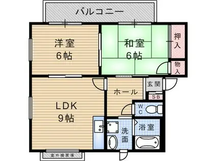 ハイツ武宮(2LDK/2階)の間取り写真