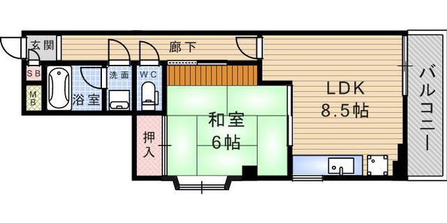 PATIO武庫之荘(1LDK/3階)の間取り写真