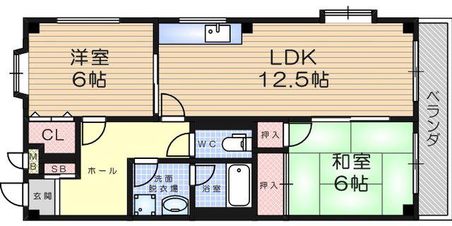 PATIO武庫之荘(2LDK/4階)の間取り写真