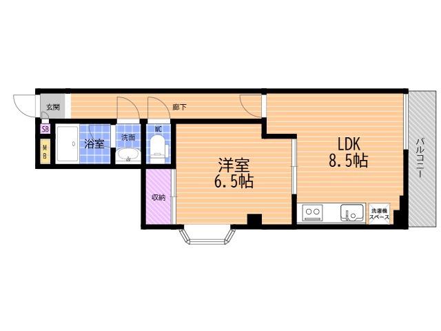 PATIO武庫之荘(1LDK/2階)の間取り写真