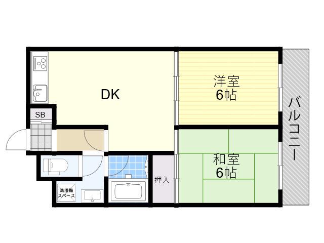 エスパシオ塚口(2DK/1階)の間取り写真