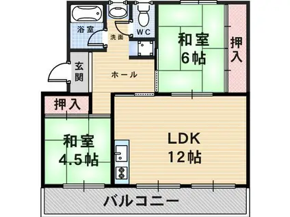 メゾン笹原(2LDK/3階)の間取り写真
