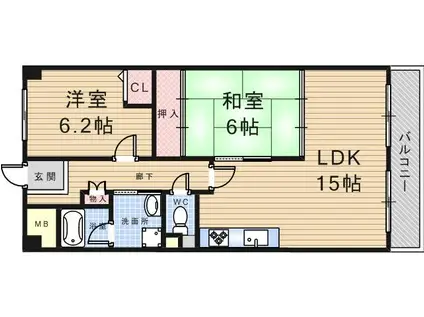 シャンボール武庫之荘3(2LDK/4階)の間取り写真