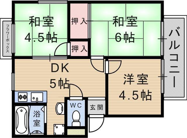 アーバンマーメイド(3DK/1階)の間取り写真