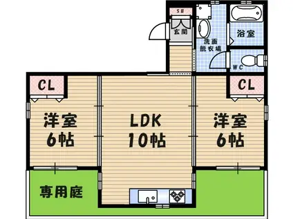 MOMO武庫之荘(2LDK/1階)の間取り写真