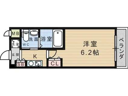 ヴィスタ武庫(1K/1階)の間取り写真