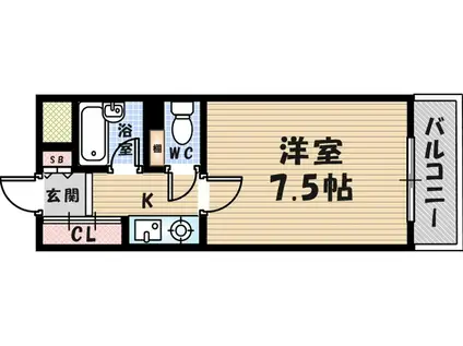 ハビタビリス2(1K/4階)の間取り写真