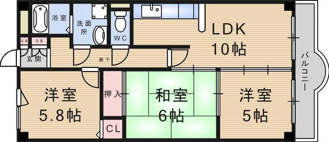 ローズガーデン(3LDK/4階)の間取り写真