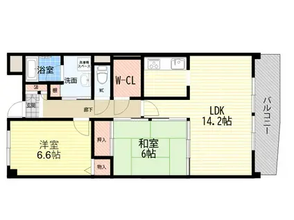 ヴィラ安堂寺Ⅱ(2LDK/2階)の間取り写真