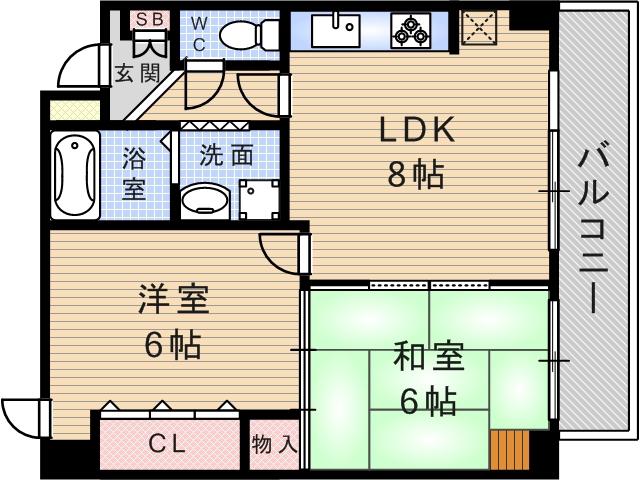 ゼハールト橘(2LDK/3階)の間取り写真