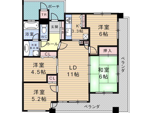 メロディーハイム武庫之荘(4LDK/2階)の間取り写真