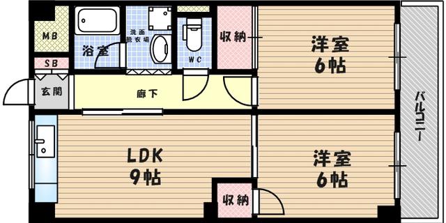 ミモダ武庫の里(2LDK/1階)の間取り写真