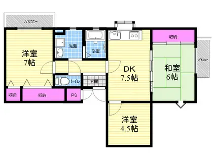 エスポワール武庫之荘北5(3DK/3階)の間取り写真