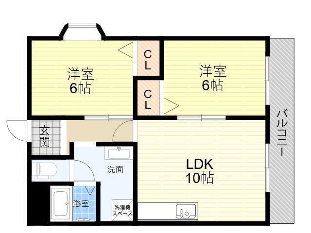 シティハイツ上ノ島(2LDK/4階)の間取り写真