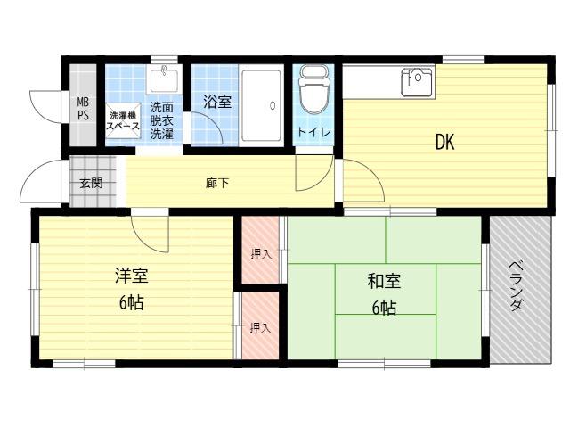 リバーヒル武庫之荘(2DK/3階)の間取り写真