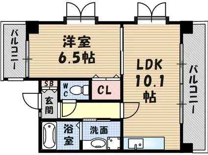 ラディウス武庫之荘(1LDK/3階)の間取り写真