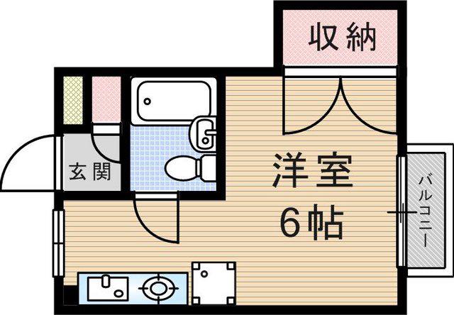 ヒルズ武庫之荘(ワンルーム/2階)の間取り写真
