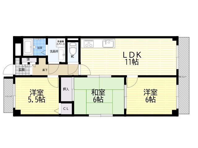 ラフォーレ武庫之荘(3LDK/1階)の間取り写真