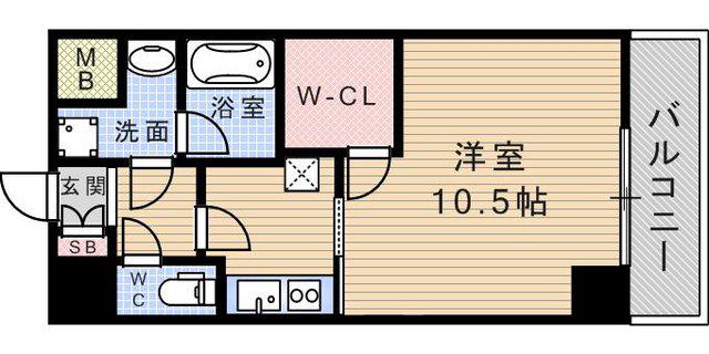 グリーンテラス尼崎(1K/3階)の間取り写真