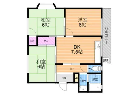 カトレアマンション(3DK/2階)の間取り写真