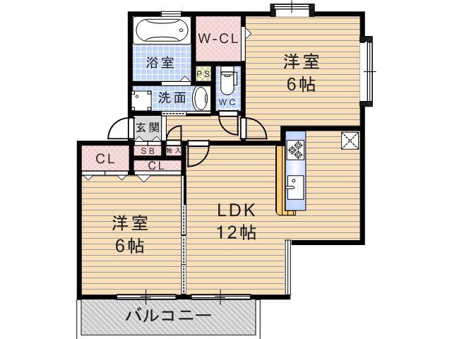 サンハイム常松(2LDK/2階)の間取り写真