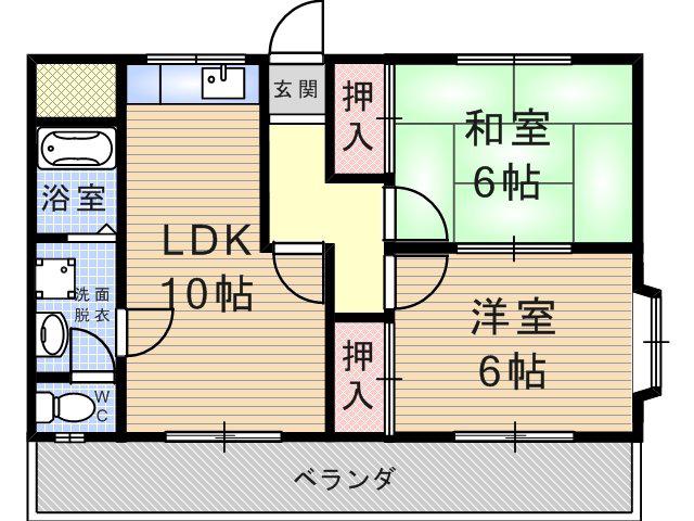 オーパス武庫之荘ノース(2LDK/2階)の間取り写真