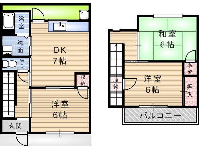 第2富士ハイツ(3DK)の間取り写真