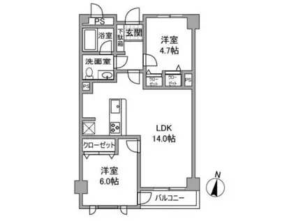 プリオーレ武庫之荘(2LDK/2階)の間取り写真