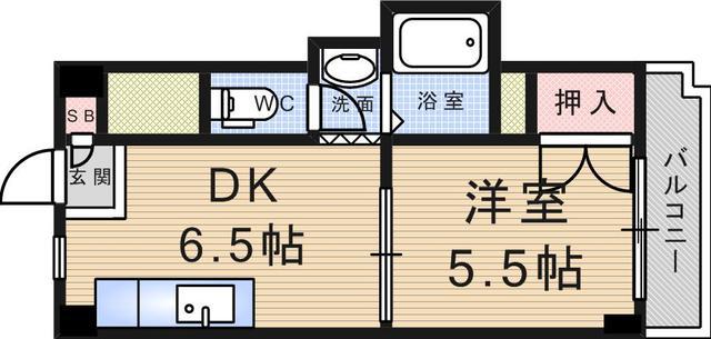 ルワージュ立花(1DK/3階)の間取り写真