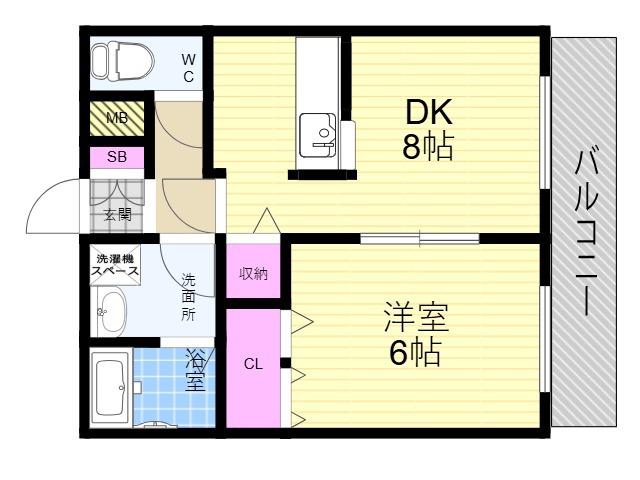 エレンカイム(1DK/3階)の間取り写真