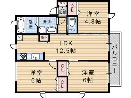 楢の木武庫之荘(3LDK/1階)の間取り写真