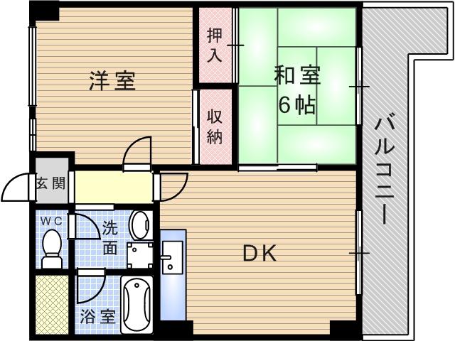 アビタコアⅠ(2DK/7階)の間取り写真