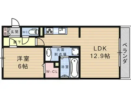 D-ROOMフェニックス武庫川東(1LDK/1階)の間取り写真