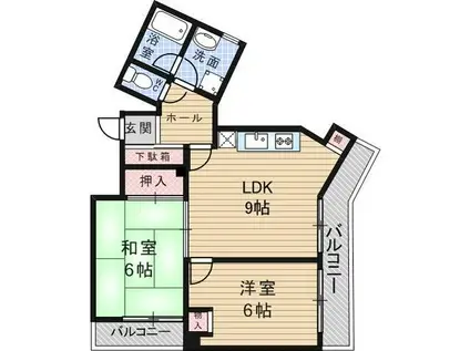 武庫之荘ジェメッリ(2DK/2階)の間取り写真