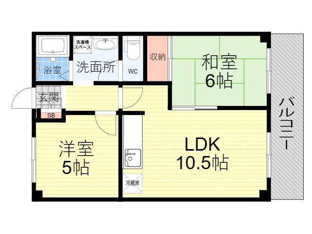 第2武庫之荘ハイム(2LDK/2階)の間取り写真