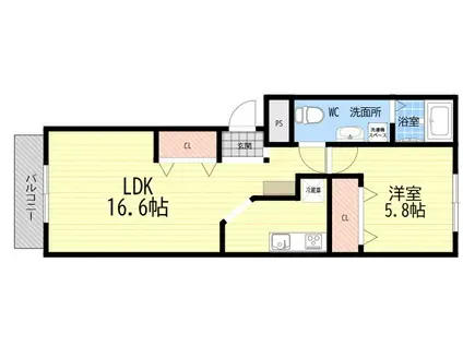 AIRY SQUARE(1LDK/1階)の間取り写真
