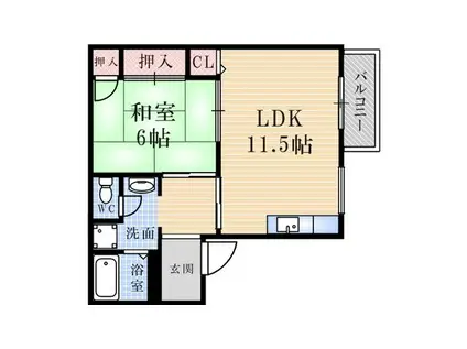 ブランナール武庫Ⅰ(1LDK/1階)の間取り写真