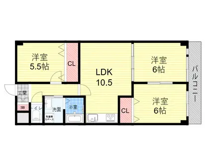 ヘリテ-ジ武庫之荘(3LDK/6階)の間取り写真